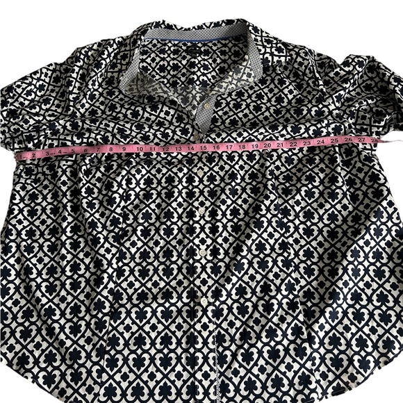 Talbots Plus 24W patterned, no iron button down black & white blouse (NWOT) - Picture 11 of 14